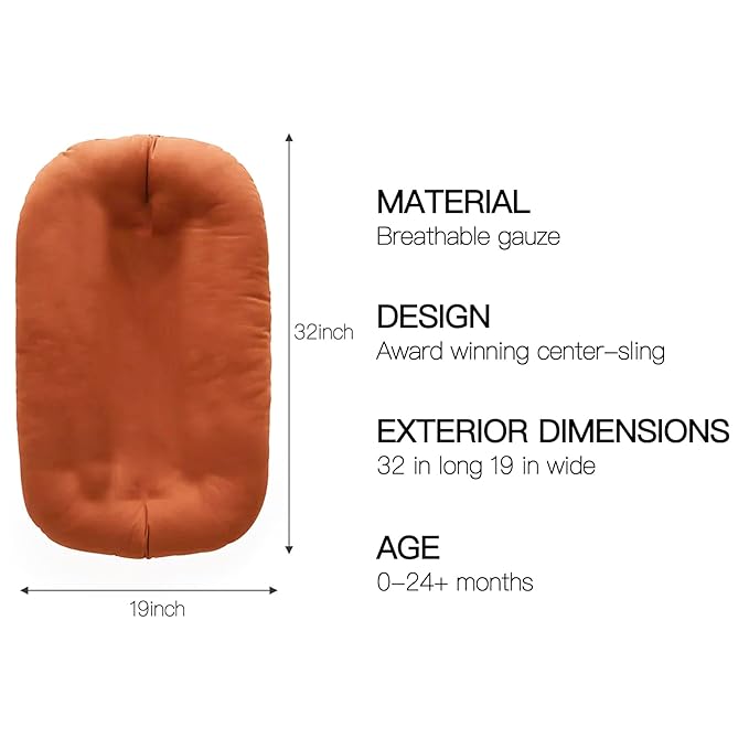 Baby Lounger - Snuggle Cozy Me Infant Lounger for Newborns | Breathable & Soft, Portable Awake-Time Pad, Essential Baby Gift- Orange (Lounger Cover Included)-CubbioJoy