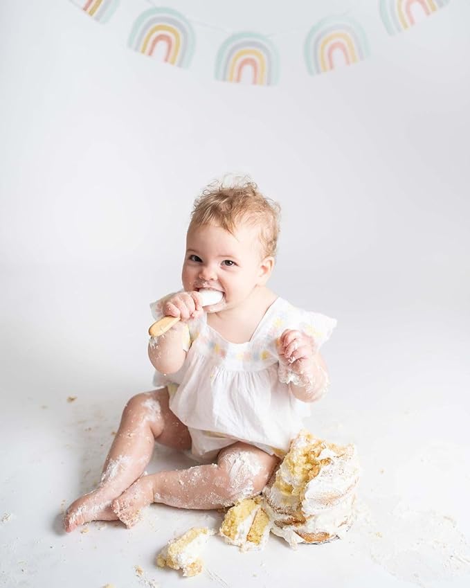 Avanchy Baby Spoons 5 Bamboo and Silicone Set, Self Feeding Food Utensils, 4 Months Baby Led Weaning, 5 Pack W/Pink-CubbioJoy