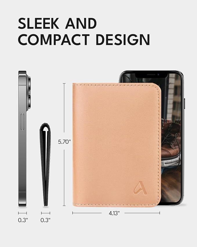 ALLIVE Passport Holder for Travel Women Men,Genuine Leather Passport Cover Wallet,Travel Must Haves Airport Essentials Travel Gifts Beige-CubbioJoy