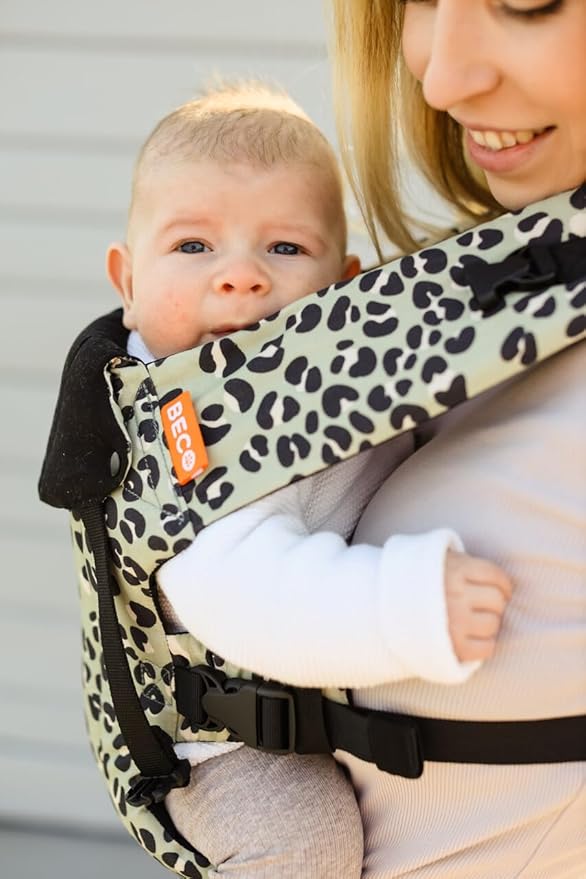 Beco Gemini Baby Carrier Newborn to Toddler - Front, Back and Hip Seat Carrier, Baby Carrier Backpack & Baby Front Carrier with Adjustable Seat, Ergonomic Baby Holder Carrier 7-35lbs (Jade Leopard)-CubbioJoy
