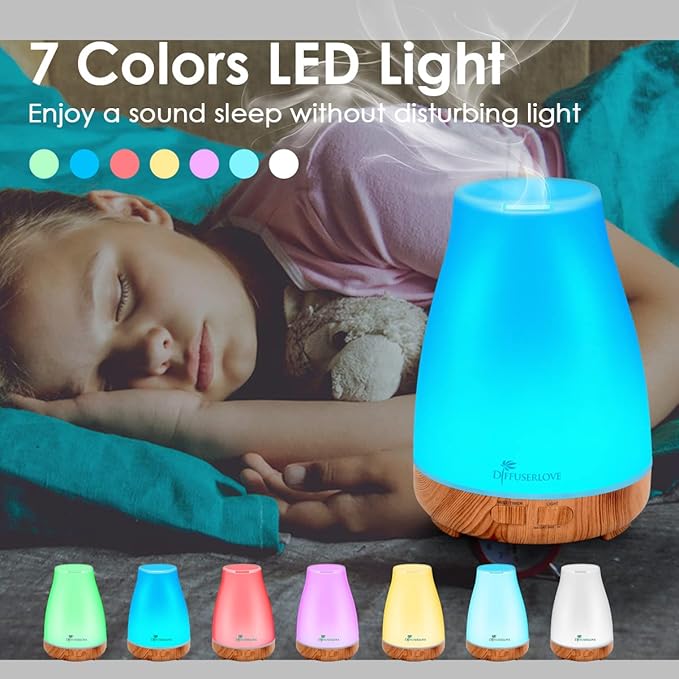 300ML Diffuser Essential Oil Diffuser Remote Control Aromatherapy Diffuser Mist Humidifiers with 7 Color LED Lights for Bedroom Office House Kitchen Yoga-CubbioJoy