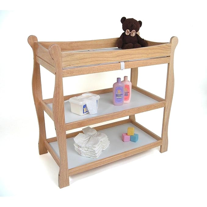Badger Basket Sleigh Style Baby Changing Table - Nursery Diaper Station with Safety Rails, Foam Pad, and Two Storage Shelves - Nursery Organizer - Black-CubbioJoy
