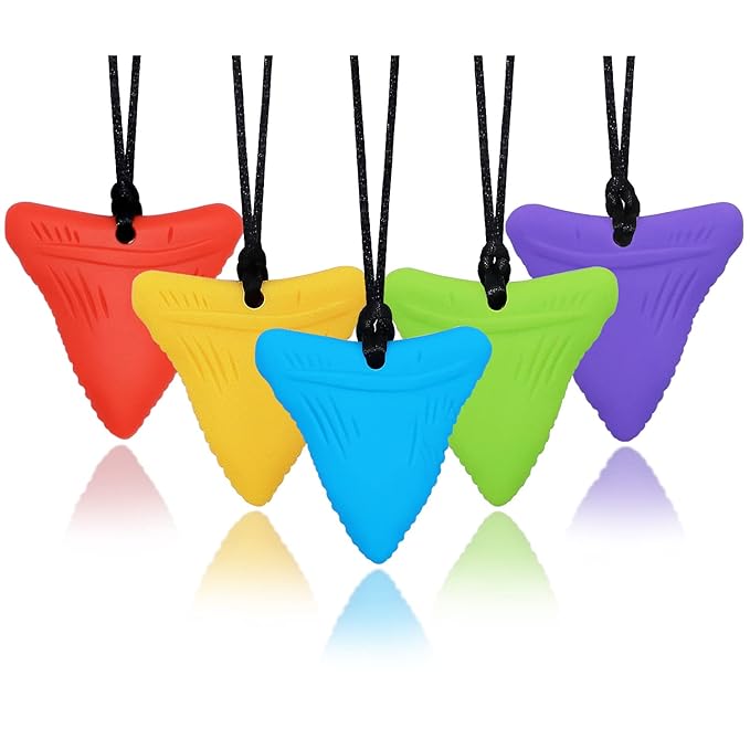 Chew Necklace for Kids Adults, Silicone Chew Toys for Kids Boys Girls with Anxiety Autism ADHD SPD Needs, Autism Sensory Necklaces for Chewing - 5 Pack-CubbioJoy