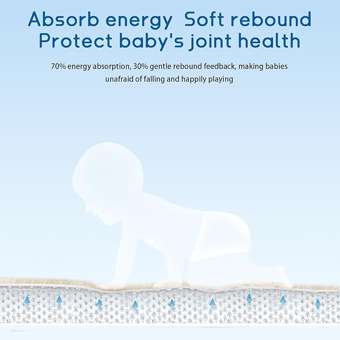 Baby Play Mat for Floor Tummy Time Nursery Rug Muscle Mat Area Playroom Rug Tatami 50 * 50" Memory Foam 1.3" Thick Crawling Mat For Babies,Toddlers, Infants, Kids(Beige)-CubbioJoy