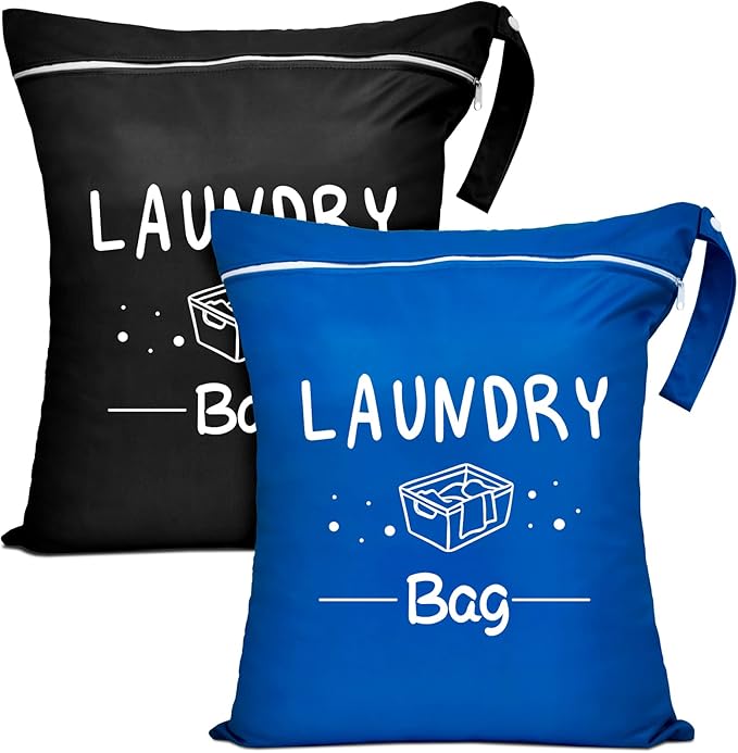 2 Pcs Large Travel Laundry Bag - Waterproof Wet Dry Washable for Dirty Clothes, Bathing Suit, Workout, Gym, Swimming, Yoga-CubbioJoy