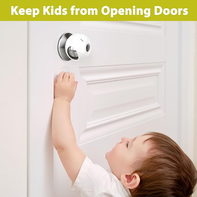 Child Proof Door Knob Covers 6 Pack Door Knob Safety Cover for Kids to Keep Kids from Opening Doors Baby Proof Door Knob Covers 2.7 Inch Large Diameter Child Safety Door Knob Cover Fit More Round Knob-CubbioJoy
