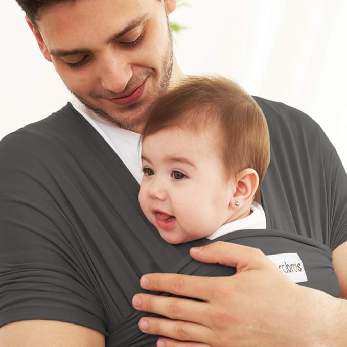 Acrabros Baby Wrap Carrier,Hands Free Baby Carrier Sling,Lightweight,Breathable,Softness,Perfect for Newborn Infants and Babies Shower Gift,Charcoal Grey-CubbioJoy