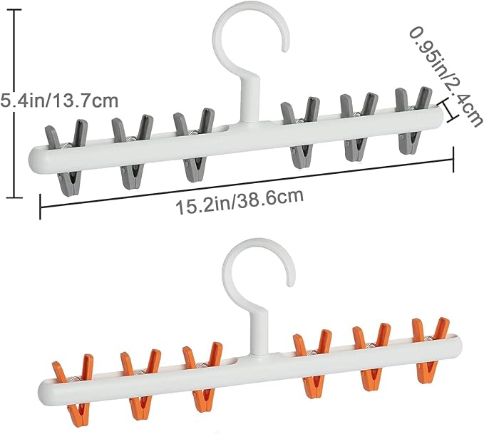 Clothes Hanger 2 Pack Clothes Drying Racks Windproof for Drying Socks Bras Underwears Baby Clothes Hats Scarfs Towels Pants and Gloves Diaper Grey Orange-CubbioJoy