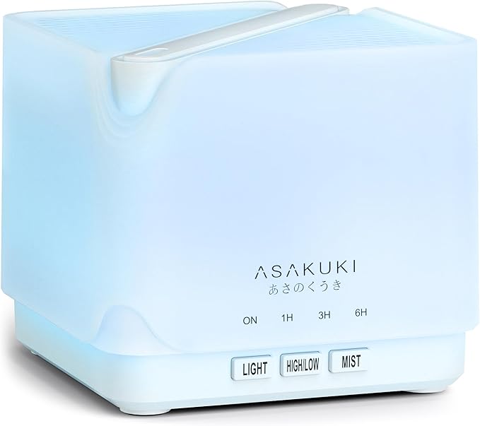 ASAKUKI Essential Oil Diffuser, Multifunctional Ultrasonic Aromatherapy Fragrant Oil Vaporizer Humidifier with Timer, Auto-Off Safety Switch, and 7 LED Light Colors, 700 ml (White)-CubbioJoy
