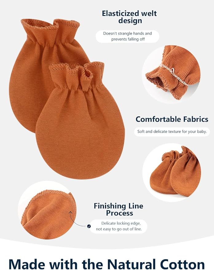 Cute Baby Mittens Newborn, No Scratch Baby Boy Mittens, Baby Girl Hat Gloves for Toddlers, Infant, Newborn-CubbioJoy