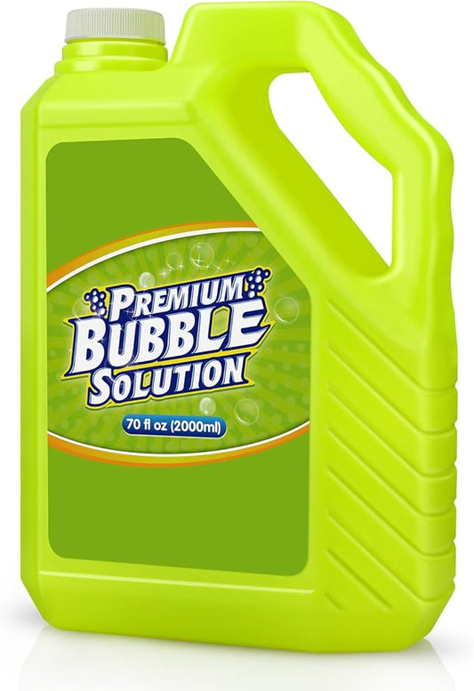 Bubble Solution Refill - 70 Ounce Premium Bubble Liquid Refills for Bubble Machine, Wand, Gun, Blower at Wedding and Party - Bubbles Toy for Kids Toddlers Boys Girls (with Portable Handle)-CubbioJoy