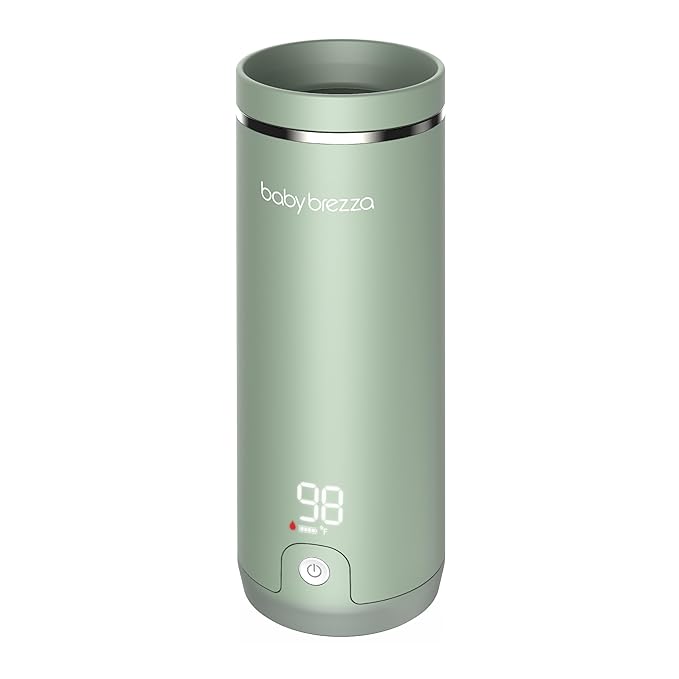 Baby Brezza SuperFast Portable Baby Bottle Warmer – 67% Faster - Travel Breastmilk Warmer and Formula Warmer - Safe, Even Heating - Up to 9oz - No Adapters, Green-CubbioJoy