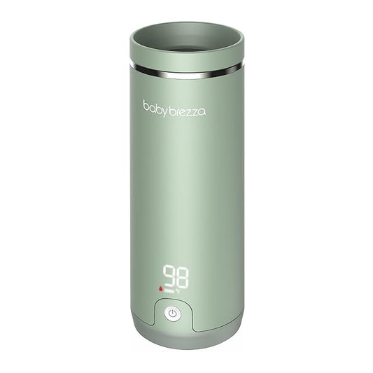 Baby Brezza SuperFast Portable Baby Bottle Warmer – 67% Faster - Travel Breastmilk Warmer and Formula Warmer - Safe, Even Heating - Up to 9oz - No Adapters, Green-CubbioJoy