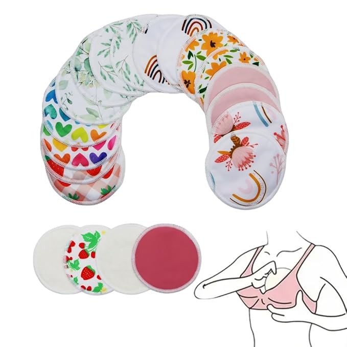 8 pcs(4 Pairs) Random Prints Breast Pads for Nursing Mothers, Reusable and Washable (8pcs Random Prints)-CubbioJoy