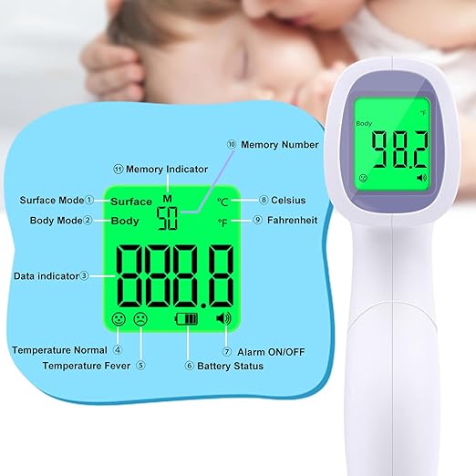 Digital Thermometer for Adults and Kids, No Touch Forehead Thermometer for Baby, 2 in 1 Body Surface Mode Infrared Thermometer with Fever Alarm and Instant Accuracy Readings-CubbioJoy