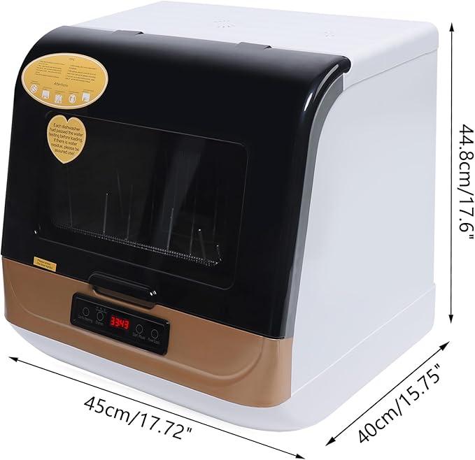 Compact Portable Dishwasher Countertop with Filter and Hybrid Drying Function, 360° Streak-Free Deep Cleaning, 3 Washing Programs, Mini Dishwasher for Apartments& RVs-CubbioJoy