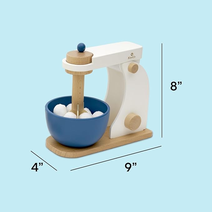Bake-a-Cake Stand Mixer | KiwiCo Play Kitchen | Kids Baking Set Ages 3+ | Learn Early Math with Wooden Kitchen Play Set | Includes Ingredients, Stand Mixer, Measuring Spoons, Recipe Cards and More-CubbioJoy