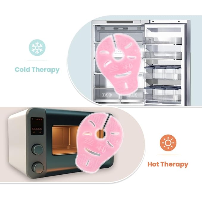 2 Larger Breast Ice Packs with Soft Covers and 6 Breast Pads for Leaking Milk, Hot and Cold Breast Therapy Packs, Breastfeeding Essentials for Relief of Clogged Ducts, Nipple Pain, Engorgement(Pink)-CubbioJoy