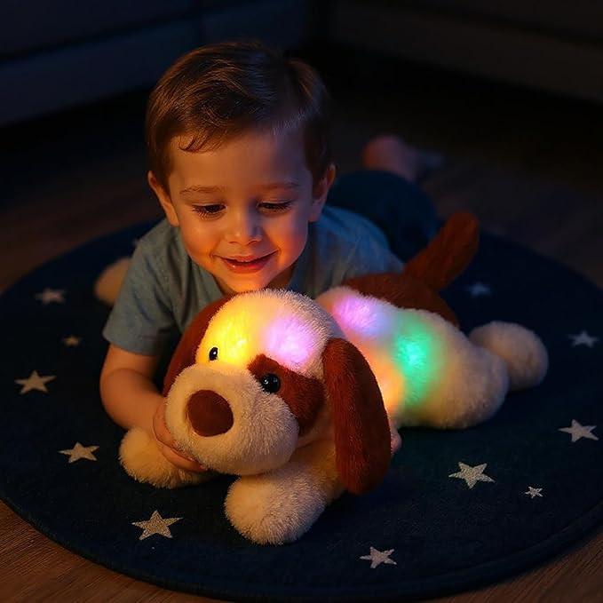 Cuteoy Glowing LED Dog Light-up Nightlight Toys Musical Plush Stuffed Animal Soft Singing Lullabies Birthday Christmas Plushies Puppy Gifts for Kids Boys Girls,14"-CubbioJoy