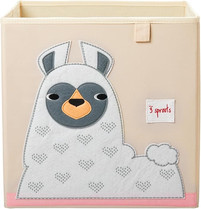3 Sprouts Toy Storage Organizer: Toy Box Cube Organizer for Playroom, Nursery - Foldable Storage Bin - Llama-CubbioJoy