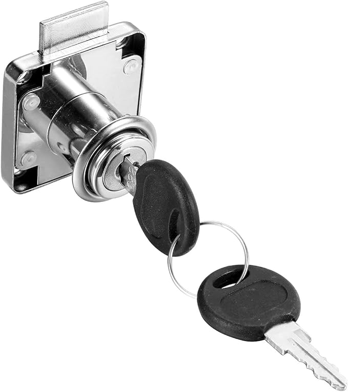 4 Pack Cabinet Drawer Locks with Keys, Keyed Alike Furniture Locker Lock, 3/4" 20mm Cylinder Cam Drawer Locks Chrome-Finish Zinc Alloy, Security cam Drawer Lock for Wardrobe Dresser Mailbox-CubbioJoy
