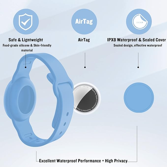 4 Pack Waterproof Bracelet for AirTag Kids, Hidden Silicone Wristband for AirTag, GPS Tracker Case for Air Tag Holder Strap Band for Child Toddler, Secure Anti-Loss Protection-CubbioJoy