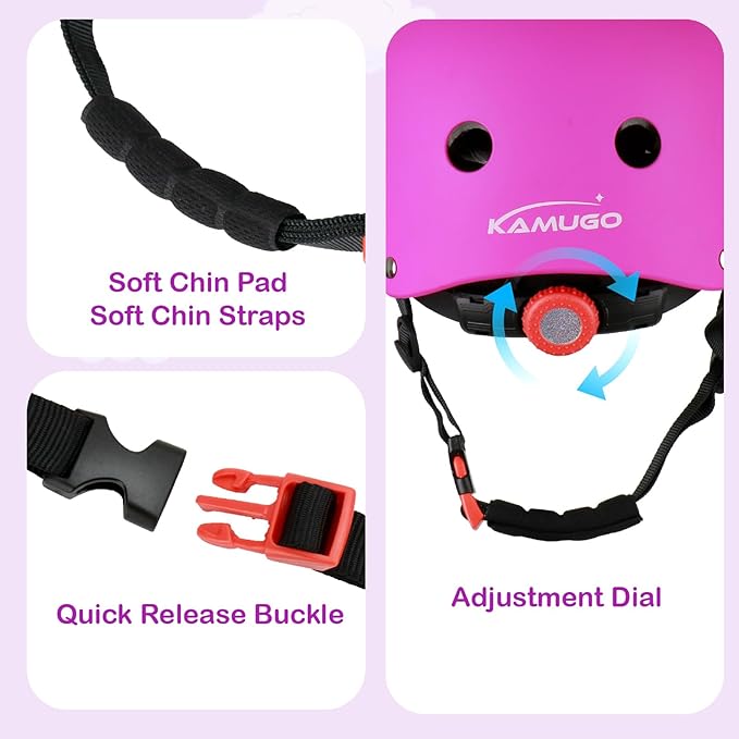 KAMUGO Kids Bike Helmet, Toddler Helmet for Ages 2-8 Boys Girls with Sports Protective Gear Set Knee Elbow Wrist Pads for Skateboard Cycling Scooter Rollerblading-CubbioJoy