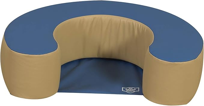 Children's Factory Woodland Sit Me Up, Foam Newborn Lounger, Indoor Soft Play Floor Pillow, Infant Support Seat, Preschool/Daycare Use, Blue/Tan-CubbioJoy