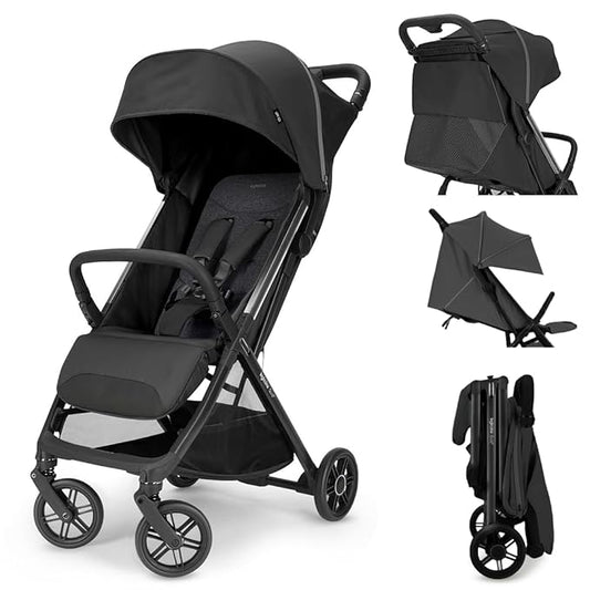 Inglesina Quid³ Stroller, Cosmic Black - Compact Reclining Travel Stroller for Baby & Toddler 0-55 lbs, One Hand fold, Car seat Compatible, Airplane Overhead, Lightweight, Foldable, XL UPF 50+ Canopy-CubbioJoy