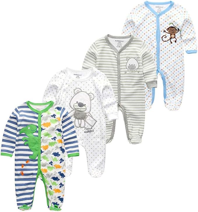 Kiddiezoom Baby and Toddler Boys'Snug Fit Footed One-Piece Romper Jumpsuit Cotton Cotton Footed Outfit-CubbioJoy