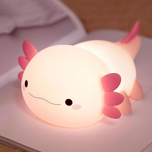 Axolotl Lamp,Cute Axolotl Night Light,Dimmable Silicone Animal Nursery Night Light,Adorable Rechargeable Squishy Novelty Bedside Touch Lamp,Baby Room Decor, Axolotl Gifts for Kids/Girls-CubbioJoy