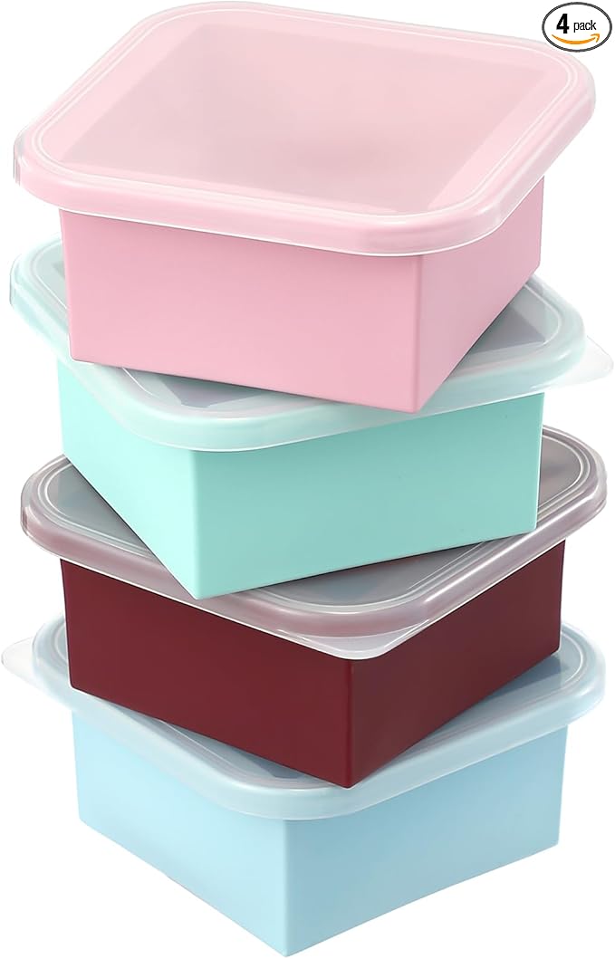 2-Cup Silicone Freezer Trays with Lids – Perfect for Meal Prep, Portion Control, and Easy Freezing-Meal Prep Container Molds for Soup,Leftovers (Multicolors, 4 Pack)-CubbioJoy