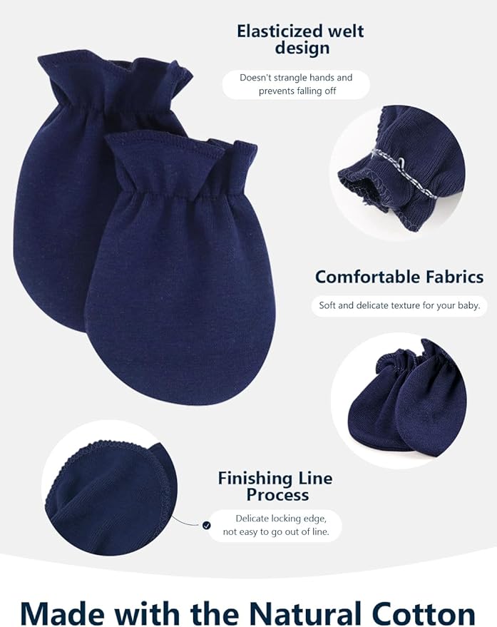 Cute Baby Mittens Newborn, No Scratch Baby Boy Mittens, Baby Girl Hat Gloves for Toddlers, Infant, Newborn-CubbioJoy