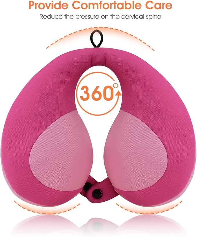 INFANZIA Kids Chin Supporting Travel Neck Pillow, Helps Support Head and Neck, Comfortably Designed for Head, Neck, and Chin Support - Gifts for Toddler/Child/Kids, Pink-CubbioJoy