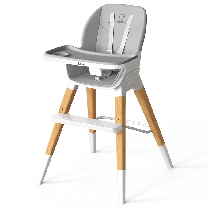 8 in 1 Highchair, Convertible Wooden Baby High Chair with Tray, Adjustable High Chair for Babies and Toddlers, Easy to Clean, Grow with Family|Booster|Learning Table|High Stool-CubbioJoy