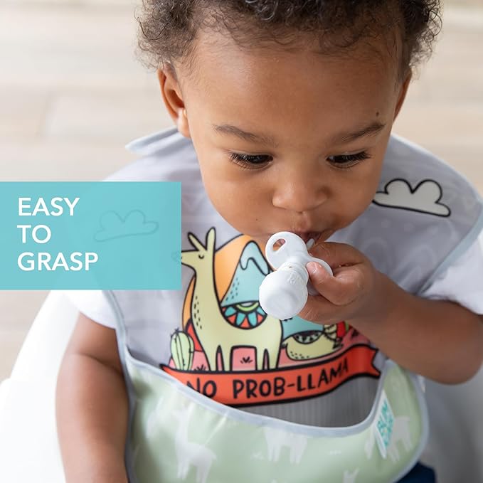 Bumkins Baby Utensils Set, Chewtensils Silicone Spoons for Dipping, Self-Feeding, Baby Led Weaning, Trainer Learning, First Stage Eating, Soft Practice Fork and Spoon, Babies 6 Months, Marble-CubbioJoy