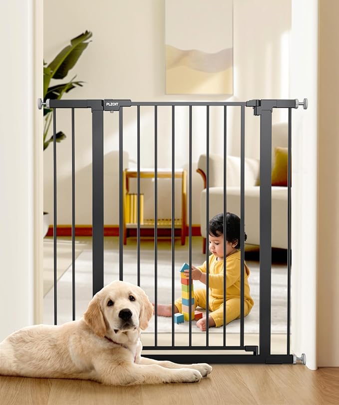 36" Extra Tall Baby Gate for Stairs, 29.5-40.5" Wide Dog Gate for Doorways, Walk Thru Auto Close Metal Pet Gate for The House, Stairs and Doorways, Child Gate Pressure Mounted Dog Gate Indoor - Black-CubbioJoy