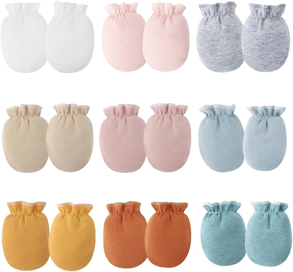 Cute Baby Mittens Newborn, No Scratch Baby Boy Mittens, Baby Girl Hat Gloves for Toddlers, Infant, Newborn-CubbioJoy