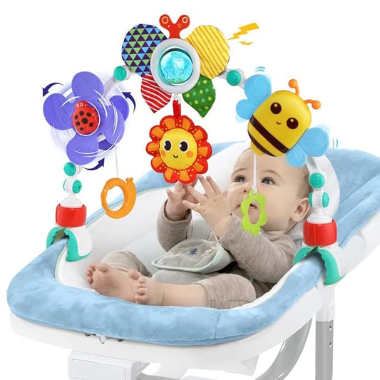 Baby Stroller Arch Toys,Adjustable Crib Mobile for Bassinet with Sensory Play Accessories and Hanging Toys,Baby Travel Car Seat Toys for Toddler Boy Girl 0 3 6 9 12 24 Months-CubbioJoy