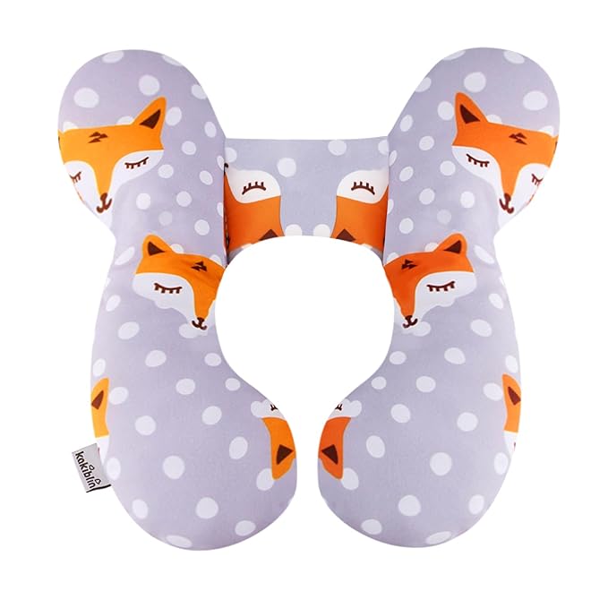 KAKIBLIN Baby Travel Pillow,Baby Neck Pillows for Car Seat,Upgraded Baby Head Pillow,Toddler Head and Neck Baby Support Pillow for Car Seat, Pushchair,Travel (Gray Fox)-CubbioJoy