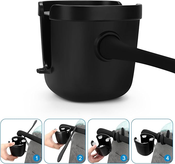 Accmor Stroller Cup Holder, Universal Cup Holder with Silicone Gooseneck Arm, Bike Cup Holder, 360° Rotatable Large Caliber Drinks Holder for Stroller, Bike, Wheelchair, Walker-CubbioJoy