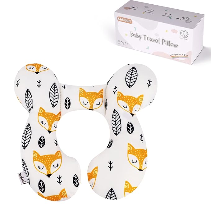 KAKIBLIN Baby Neck Pillow, Upgraded Baby Support Pillow for Head and Neck, Babies Head Pillow for Car Seat,Pushchair,Travel(Yellow Fox)-CubbioJoy