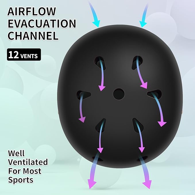 Adjustable Kids Bike Helmet with Knee & Elbow Pads Set, Color Gradient Design for Boys and Girls Aged 3-14+, for Skateboarding, Scooter, Roller & Inline Skating, Longboard-CubbioJoy