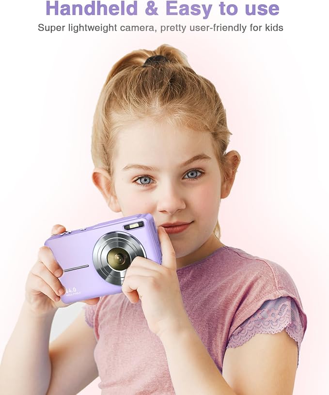 Digital Camera, Kids Camera FHD 1080P Point and Shoot Camera with 16X Zoom Anti Shake, Small Compact Camera for Teen Starter Children Kid Student Girl Boy(Purple)-CubbioJoy