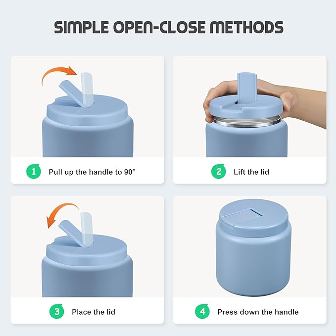 26oz Soup Thermo for Hot Food Kids with Buckle Lid Insulated Vacuum Food Jar Wide Mouth Leakproof Stainless Steel Lunch Container (Blue)-CubbioJoy