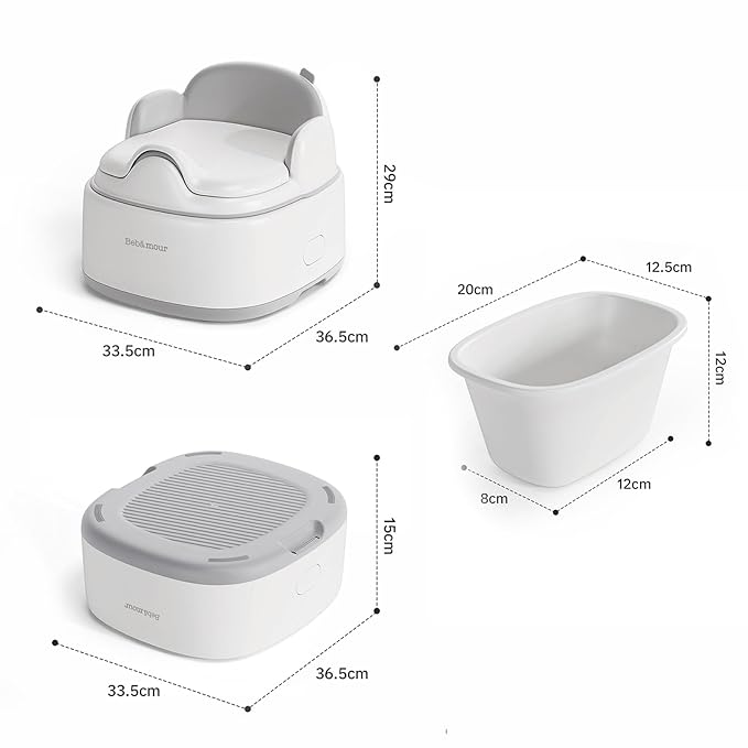 Bebamour Potty Training Toilet 3 in 1 Multi-Functional Potty Seat Detachable Baby Potty Step Stool Anti-Slip Stable Potty Training Toilet with 100 Pack Trash Bags for Baby Toddler Kids(Coffee)-CubbioJoy