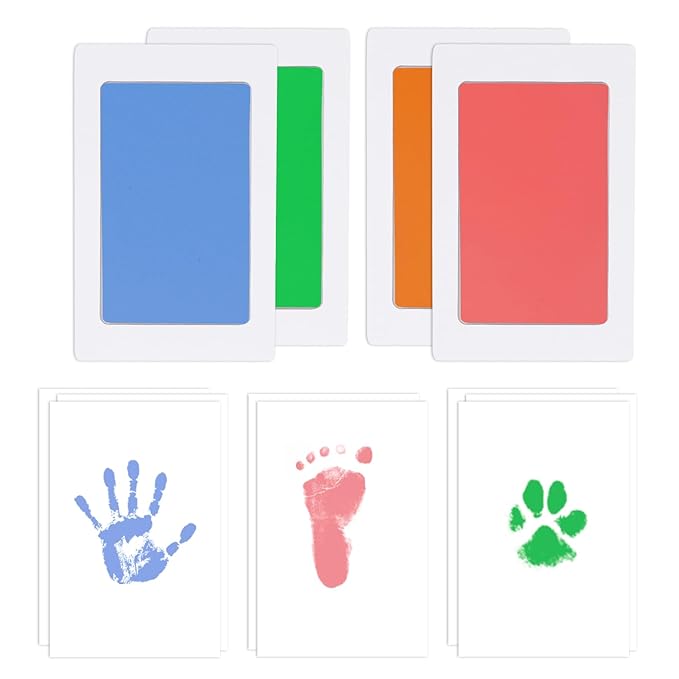 4-Pack Baby Footprint Kits,Inkless Hand and Footprint Kit,Clean Touch Baby Handprints and Footprints Kits,No Mess Ink Pad for Baby Hand and Footprints,Baby Shower Gifts for New Moms-CubbioJoy