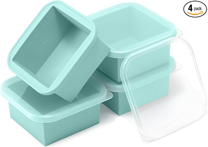 2-Cup Silicone Freezer Trays with Lids – Perfect for Meal Prep, Portion Control, and Easy Freezing-Meal Prep Container Molds for Soup,Leftovers (Bondi Mint, 4 Pack)-CubbioJoy