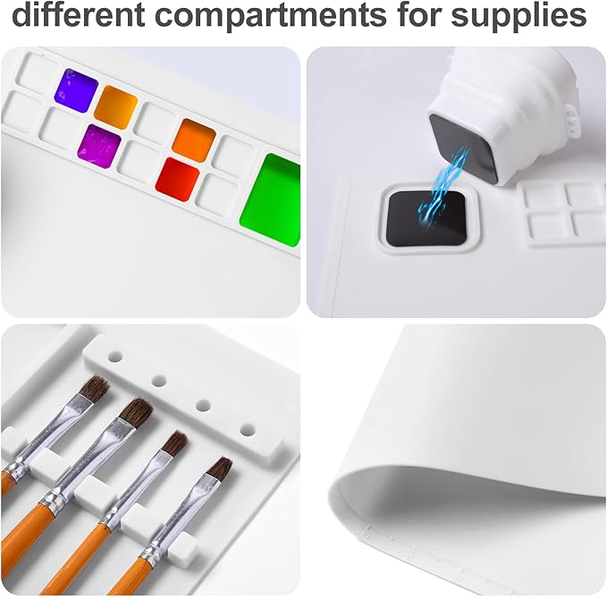 AWOKE Silicone Painting Mat - 20"X16" Silicone Art Mat with 1 Water Cup for Kids - Craft Mat has12 Color Dividers - 2 Paint Dividers (White),Toddler Activities,3 4 5 Year Old Girl Boy Birthday Gifts-CubbioJoy