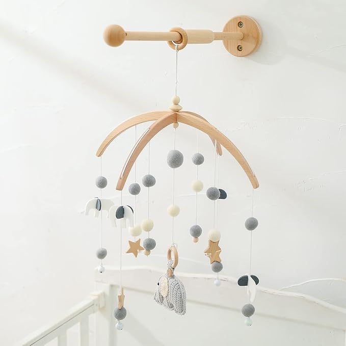 Baby Crib Mobile Arm,HBM Wooden Mobile Arm for Crib Mobile Hanger for Crib Baby Girl Nursery Decor-CubbioJoy